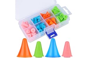 JNENERY 48 PCS Knitting Needles Point Protectors/Stoppers,Multi-Colored Needle Tip Stoppers with Plastic Box, 2 Sizes(32 PCS Small+ 16 PCS Big Knitting Needles Cap) Needle Tip Stoppers for Knitting Craft