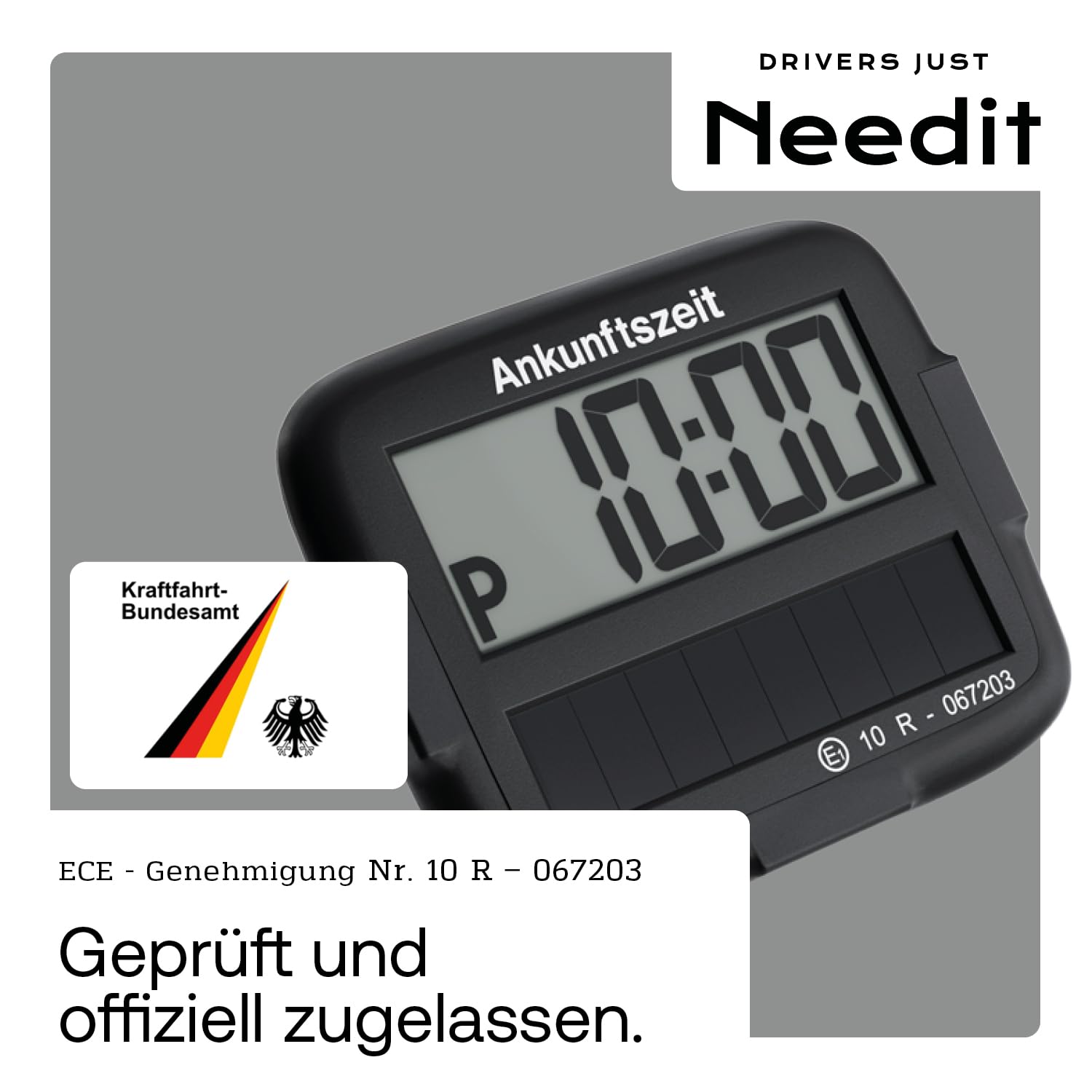 Needit Park Micro Solar elektronische Parkscheibe [NEUES Modell 2025] I unendlich Energie, Null Batteriewechsel | einzige Parkscheibe in Deutschland mit integriertem wiederaufladbarem Akku | schwarz 4