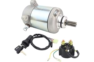 STABSOLI Starter Motor & Solenoid Relay & Ignition Switch for Honda Recon 250 TRX250 97-01, TRX250TE 02-04, TRX250TM 02-04 / Sportrax 250 TRX250EX 01-08, TRX250X 09-20 31200-HM8-003 31200-HM8-A41