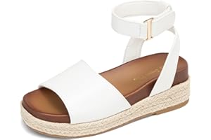 DREAM PAIRS Girls Sandals Platform Wedge Open Toe Espadrille Sandals with Buckle Ankle Strap for Toddler Little Kid/Big Kid
