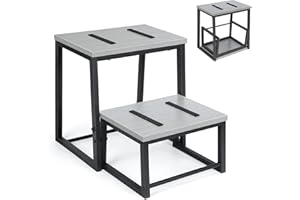 LIANTRAL Step Stool for Adults, 2 Step Stool, Steel & Sturdy Wooden Step Stool Helper, Supports Up to 500lb, Foot Stool for H
