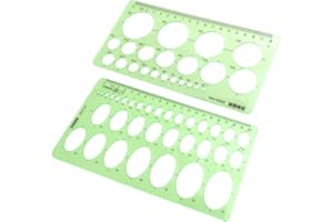 BronaGrand Pack of 2 Circle and Oval Template Measuring Templates Ruler for Office and School