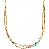 Sonateomber Gold Dainty Beaded Choker Necklaces for Women, Simple Handmade Colorful Layered Seed Beads Chain Necklace Summer Beach Bohemian Jewelry Gift