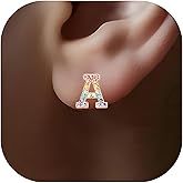 Gold Initial Earrings Stud, Colorful Rhinestone Letter Earrings Stud Cute Monogram Jewelry Alphabets from A-Z Gift Idea of the Earrings