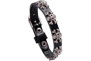 Edgda Punk Rock Alloy Skull Rivet Studded Wristband Belt Buckle Pu Leather Cuff Bracelet