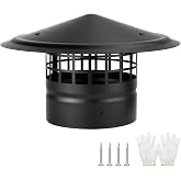 6 Inch Chimney Cap,Cone Top Chimney Cap with Screen,6 Inch Stove Pipe Cap | 6 Inch Round Chimney Cap Roof Rain Wood Stove Pipe Cap for Fireplace Wood/Soil Stove-Galvanized Steel,Better Airflow Vent