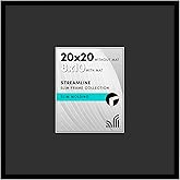 Americanflat 20x20 Picture Frame with Polished Plexiglass - Use as 8x10 Frame with Black Mat or Display 20x20 Photo Without Mat - Streamline Collection - Thin Border Square Frames for Wall - Black