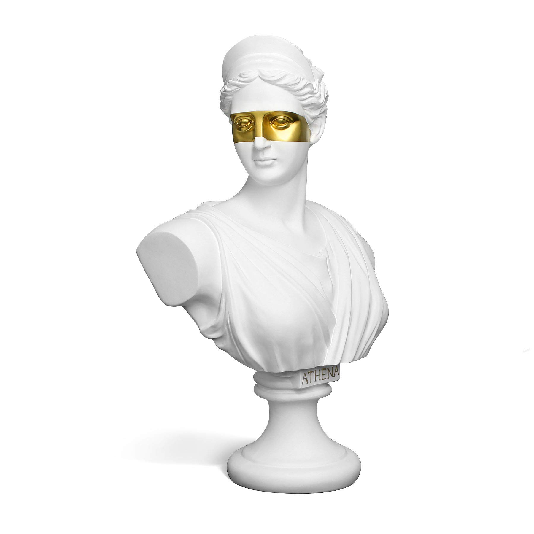 Photo 1 of 14" Classic Greek White David Man Bust Statue, Large Resin Roman Goddess Sculpture Figurine for Home Décor (Anna Mask White)