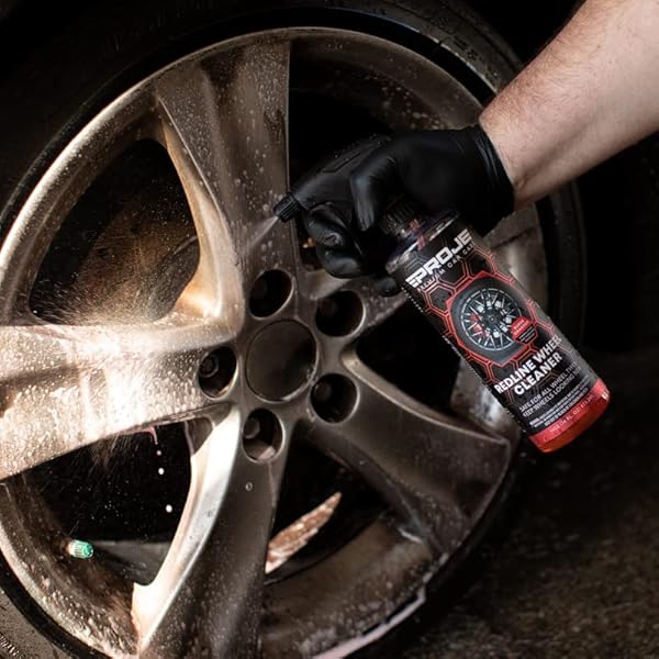 PROJE’ REDLINE WHEEL CLEANER – ALL IN ONE WHEEL & TIRE CLEANER – TOUGH ON BRAKE DUST & DIRT – REMOVES BROWNING – NON ACIDIC SAFE ON ALL RIM TYPES – 16 FL OZ