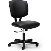 HON Volt Ergonomic Office Chair, Armless, Office Desk Computer Chair, Black | Leather desk chair with armless design, rolling mobility, office decor, workstation seating for productivity and study