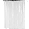 Amazon Basics Water Resistant 8-Gauge PEVA Shower Curtain Liner with Metal Grommets and Plastic Hooks, 72"L x 72"W, Clear