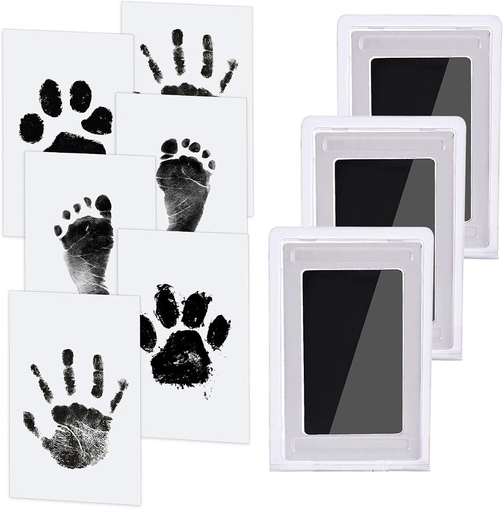 Nabance Baby Handprint Footprint Kit with 3 Ink Pads 6 Cards Safe Non-Toxic