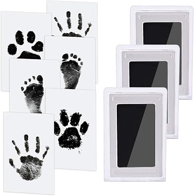Nabance Baby Handprint Footprint Kit with 3 Ink Pads 6 Cards Safe Non-Toxic