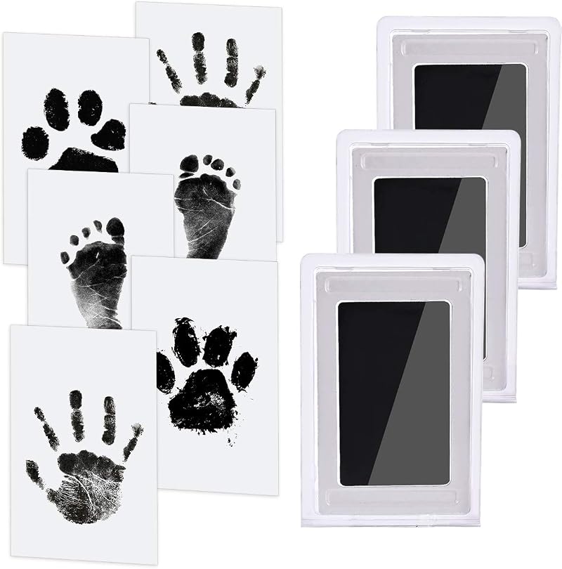 Nabance Baby Handprint Footprint Kit with 3 Ink Pads 6 Cards Safe Non-Toxic