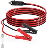 ELFCULB Alligator Clip to 12V Cigarette Lighter Plug Cable 14AWG 5FT | Battery adapter cable with stranded tinned copper wire for compatible 12V power sources and temporary connections.