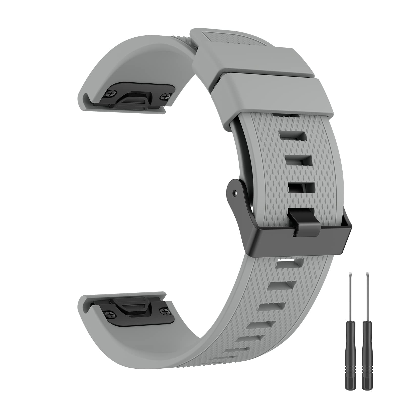 Quickfit 22mm Silicone Band for Garmin Fenix 7/7 Pro/7X/6 Pro/6/5/5 Plus, Instinct/Approach S60/S62/Forerunner 945/935 (Gray)