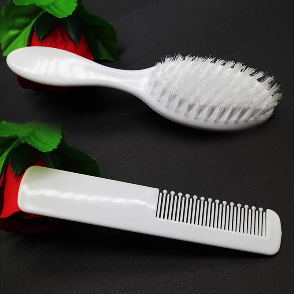 Lot De 3 Brosses à Cheveux Bébé - Poils De Chèvre Naturel + Peigne + Masseur Silicone - Soin Cuir Chevelu