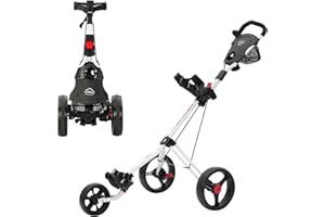 XGeek 3 Wheel Golf Push Cart, Golf Trolley Folding Lightweight Golf Bag Pull Cart Caddy Cart for Golf Clubs and Golf Bag with Cup Holder Scorecard Holder/Storage Compartment