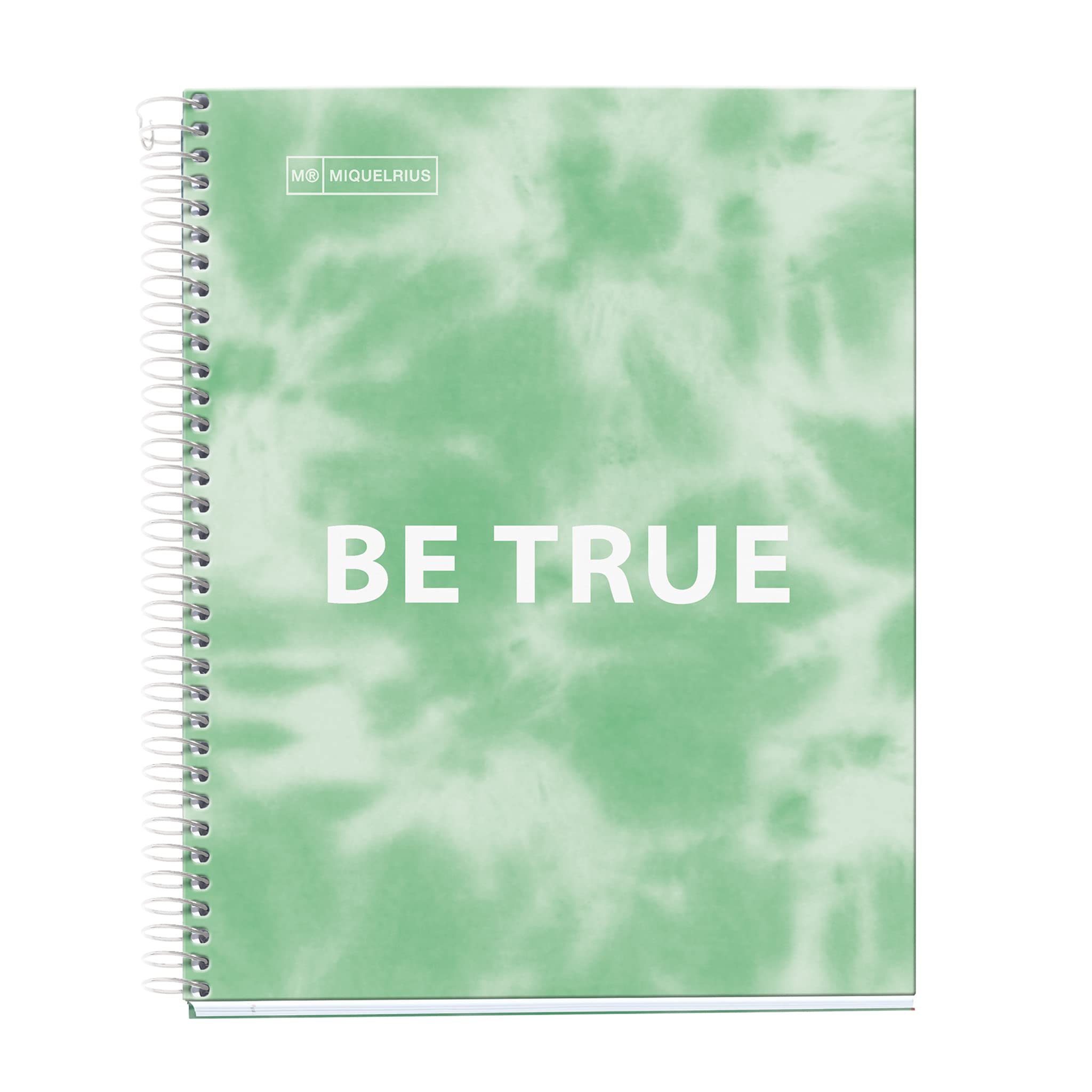 Miquelrius - A5 Hardback Notebook - 4 Colour Stripes 120 Grid Sheets of 90g 2 Holes Neon Pink Fluor Tie Dye