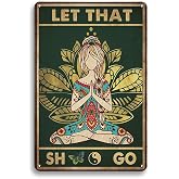 Yoga Decor Girl Tin Sign hippy room decor Metal Poster Hippie Soul Art Wall Plaque Decor, 8x12 Inches Vintage Metal Tin Sign