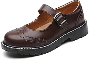 XMM Mary Jane Shoes Women Mary Janes Flats Ladies Oxford Shoes for Women Comfort Leather Round Toe Non-Slip Dressy Casual Cute Girls School Work Shoes