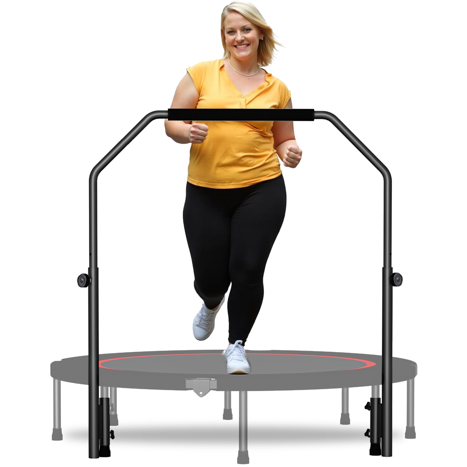 Photo 1 of Trampoline Handle Bar Accessory for 40" Round Fitness Trampoline with Foam Handle Mini Rebounder Handle Bar Fit for Foot Tube Within 0.98IN-1.1IN Dia.