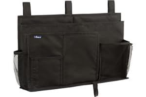 Surblue Caddy Hanging Organizer Bedside Storage Bag for Bunk and Hospital Beds, Black, L