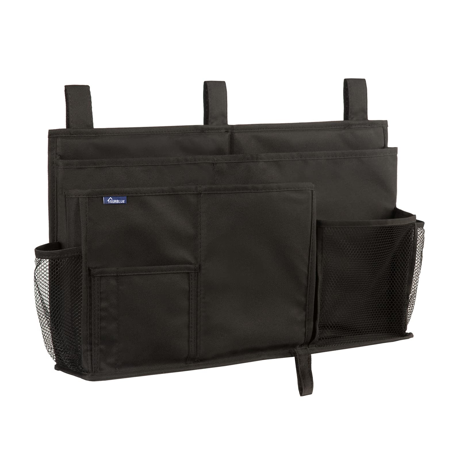 Surblue Caddy Hanging Organizer Bedside Storage Bag for Bunk and Hospital Beds, Black, L