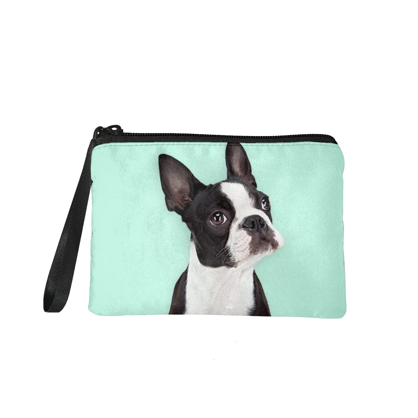 Kuiaobaty Casual Coin Purse Boston Terrier Print Coin Wallet Women Girl Change Pouch for Travel Shopping Makeup Bag