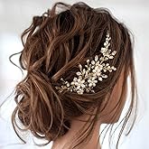JAKAWIN Bridal Hair Accessories Wedding Hair Comb Silver Pearl Hair Piece for Women HC034 (2-Gold)