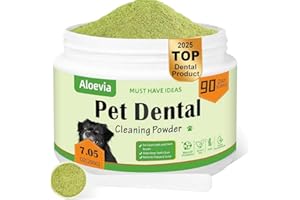 Aloevia Paws Dental Powder for Dogs 7.05oz(200g) - 90 Day Supply, Iron Powder for Dogs,Dog Teeth Cleaning & Breath Freshener, Plaque & Tartar Remover for All Dog Breeds