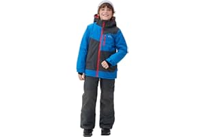 SMONTY Kids Snow Suit for Boys Winter Ski Jacket & Pants Set Hooded Straps Windproof Waterproof Warm Coat