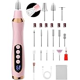 Cordless Nail Drill, Electric Nail File with 360° LED Light & LCD Display, Low Noise Electric Pedicure Tools for feet, Hand Foot Care Nail Drills for Thick Nail Toenail Cuticle Women Baby Pet