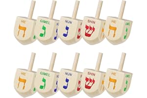 10pcs Wood Dreidels, Hanukkah Dreidles Decorations, Chanukah Fun Game Dreidles Wood Crafts for Hanukkah Party Home DIY Decora