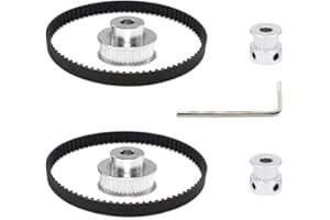 Befenybay 2Kit 2GT Synchronous Wheel 20&40 Teeth 8mm Bore Aluminum Timing Pulley with 2pcs Length 200mm Width 6mm Belt (20-40T-8B-6)