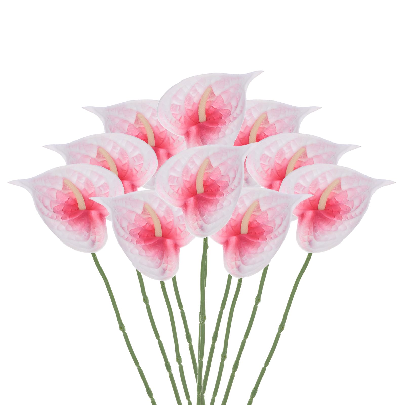 PATIKIL 13" Artificial Anthurium Lily Flowers, 10 Pack Permanent Flower Floral Arrangements Bouquet for Home Decor Bridal Wedding Festival Party, Orange White