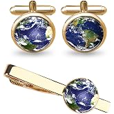 World Map Cufflinks Wedding Vintage Personalised Gifts Father Grandfather Dad Tie Clip Blue ZUNON