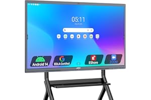 JAV Smart Board Interactive Whiteboard for Classroom Office Home, 4K UHD 8+128GB Touchscreen Smartboard with Built-in EDLA Licensed Android OS & Open App Ecosystem, Wi-Fi & Bluetooth
