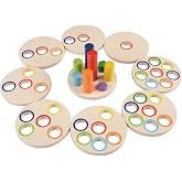 Constructive Playthings SAN-24 Wooden Logic Stacking Puzzles, Colorful Stackable Puzzle for Kids
