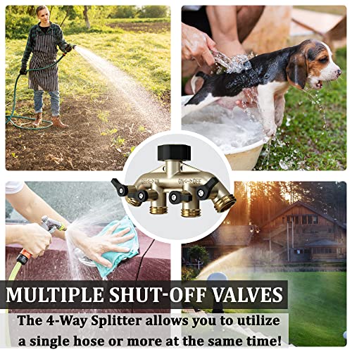 Heavy Duty 4 Way Hose Splitter (Premium Brass for Superior Durability
