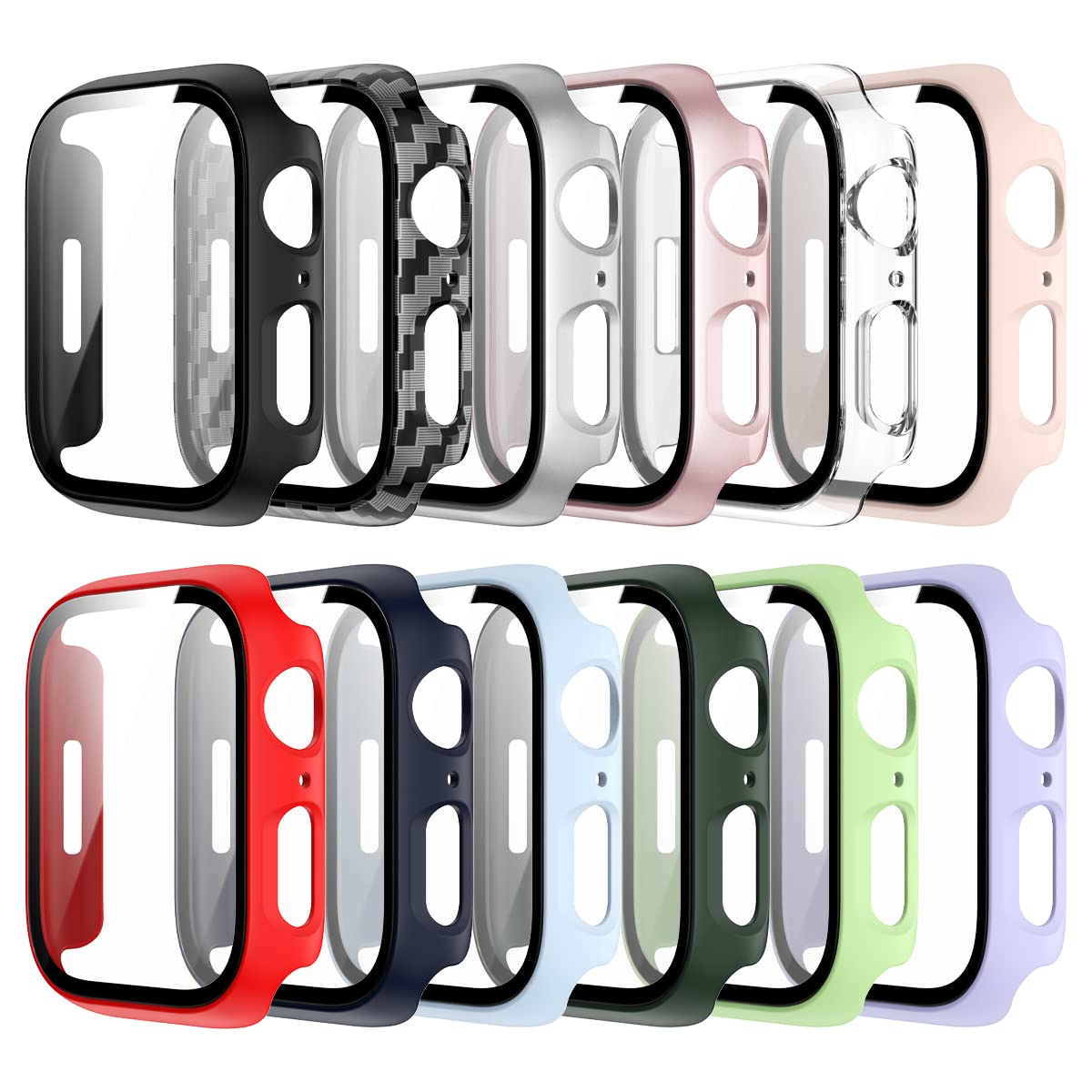[Pack of 12] Protective Case for Apple Watch 38 mm, Haojavo Case Hard Protection and HD Tempered Screen Protector Accessories Compatible with iWatch Series 3/2/1 38 mm Smartwatch Case