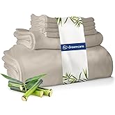 DREAMCARE 100% Viscose from Bamboo Sheets King Size - 4 Pc Luxury Cooling Sheets for Hot Sleepers, King Size Bed Sheets Set, Viscose from Bamboo Sheets Set (Cream Beige)