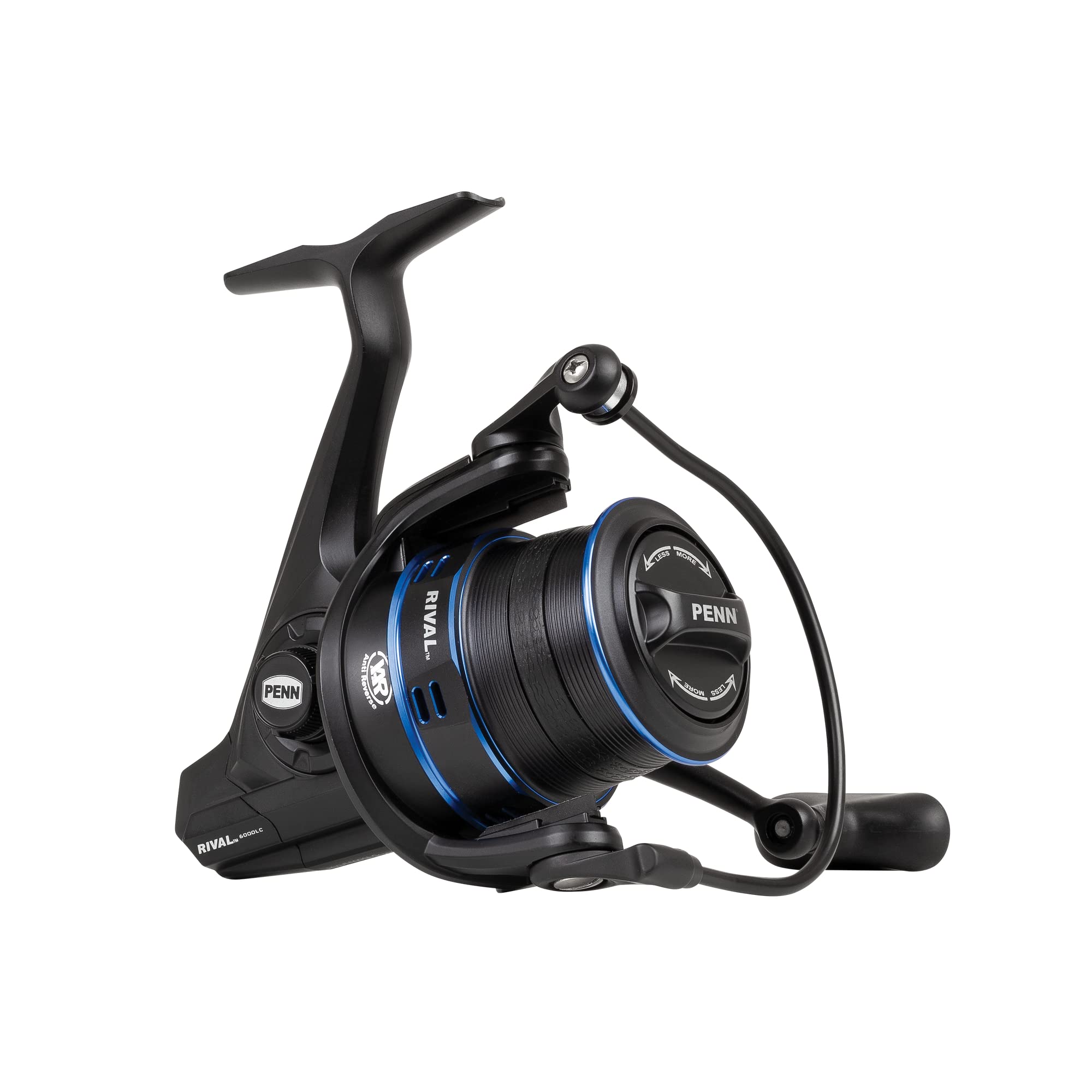 PENN Rival™ Longcast Blue, Sea Fishing Reel, Spinning Reels, Lightweight Long Distance Casting Reel for Sea, Saltwater, Surf, Rock and Beach Fishing Anglers, Carp, Bass & Predator Fish Black Blue 6000