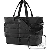 BAGSMART Large Travel Duffel Bag with Shoe Compartment, Puffer Carry-On Gym Weekender Bag for Women, Charcoal