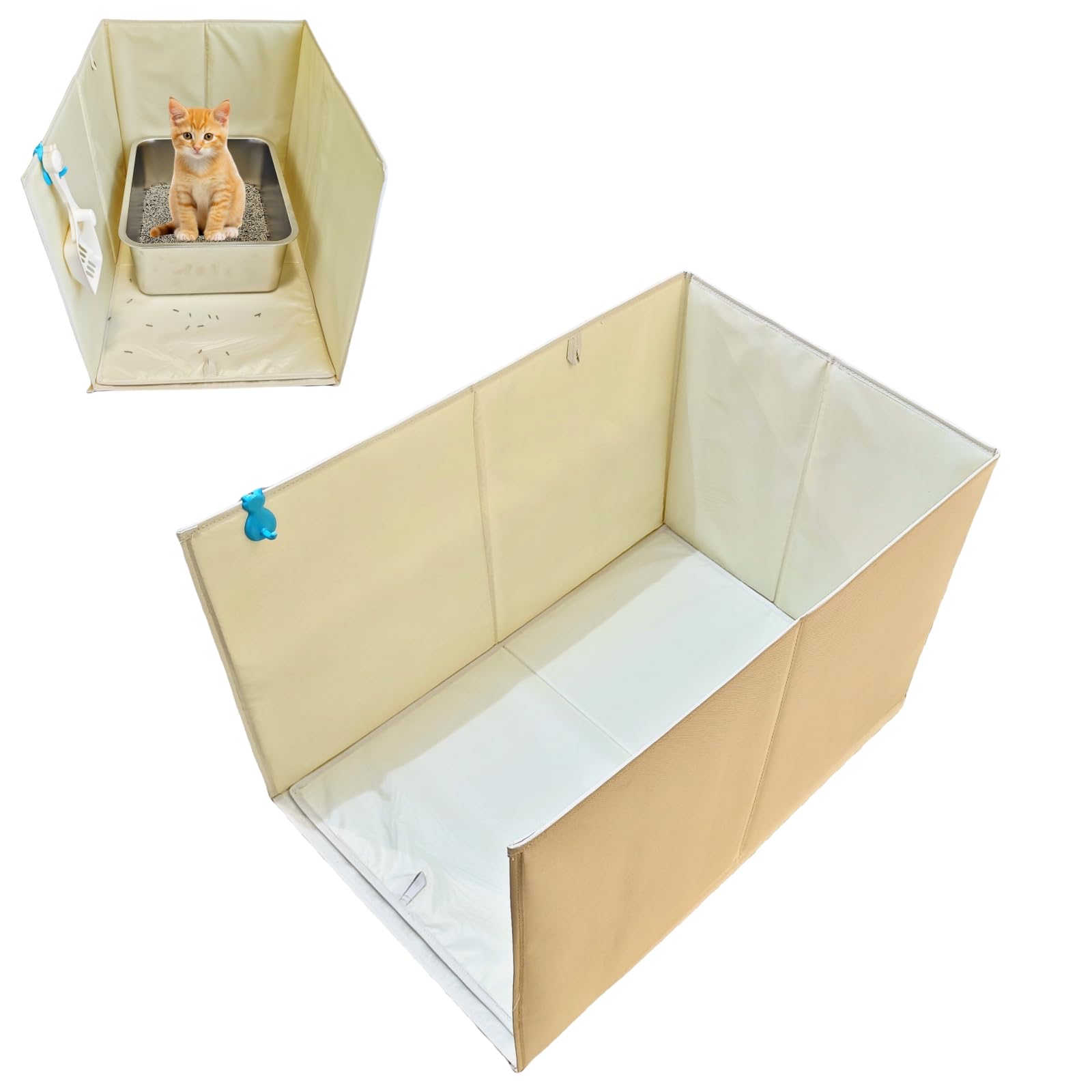 Photo 1 of Gesomepurrz Extra Large Cat Litter Box Enclosure Splash Guard, Open Top High Sided, Waterproof Shield for Cat Litter Boxes, Premium Scratch Proof Material