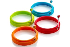 DUT Silicone Egg Rings Non Stick egg frying rings, Fried and Poached Egg and Pancake Cooking Rings (Multicolor)