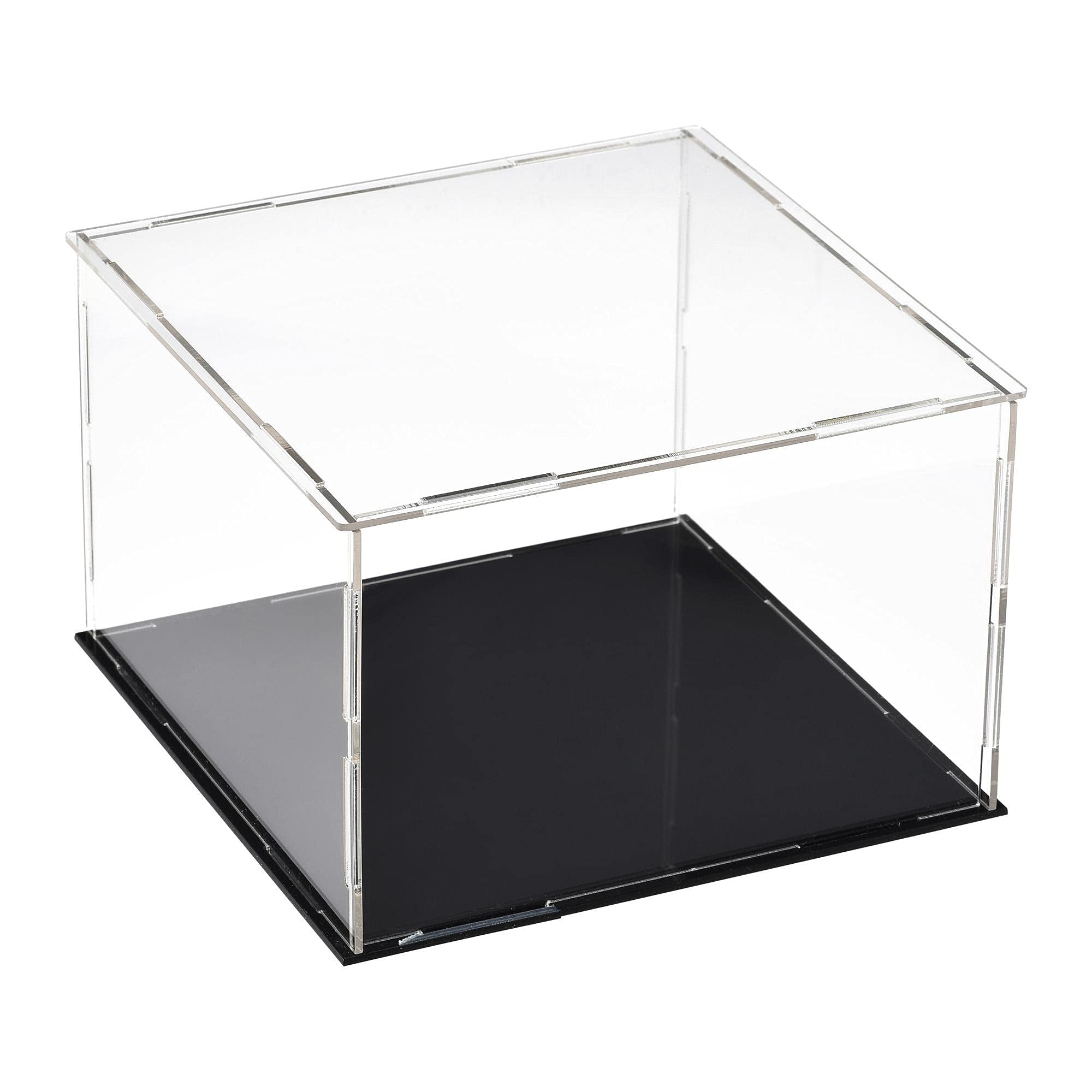 TA-VIGOR Acrylic Clear Display Case, 15 x 15 x 10cm Assemble Countertop Box Cube Organizer Stand Dustproof Protection Showcase with Black Base for Action Figures Toys Collectibles Home Storage — image 1