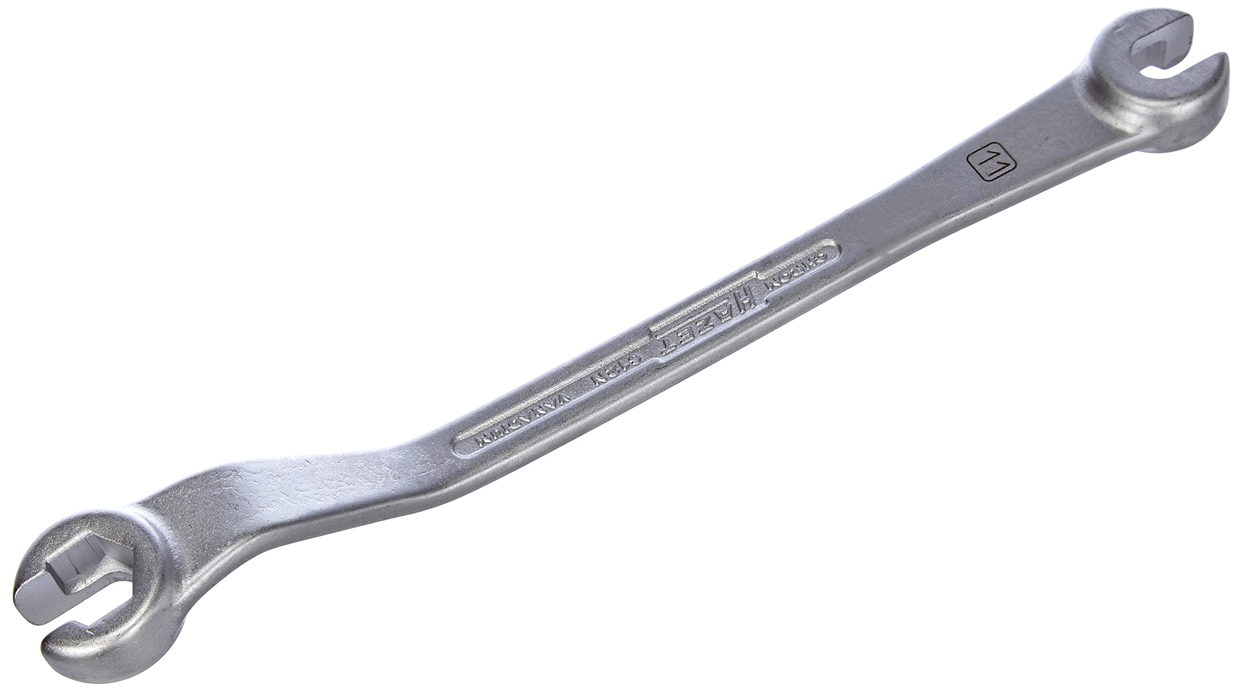 HAZET 612N-11 177.7 mm Hexagon Profile Brake Line Open Wrench - Chrome-Plated