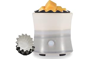 kaakuuki Ceramic Wax Warmer,Wax Melt Warmer，2 in 1 Smokeless and Flameless Electric Wax Warmer,Easy to Handle Candle Warmer for Essential Oil and Wax Cubes is Suitable for Home and Office Décor（Grey）…