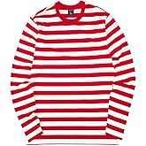 Zengjo Men's Casual Cotton Spandex Striped Crewneck Long-Sleeve T-Shirt Basic Pullover Stripe tee Shirt